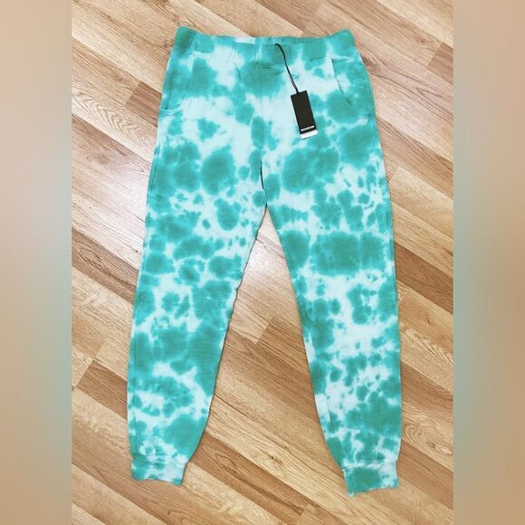 New MONROW Tie Dye Supersoft Jogger Sweats Sweatpants Green Blue Size XS X-Small - Picture 3 of 13